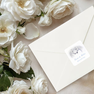 Sticker Carré Unicornes blanches Aimer Couple