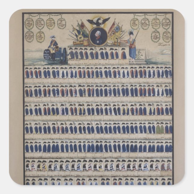 Sticker Carré Uniformes prussiens de l'époque de Frederick (Devant)