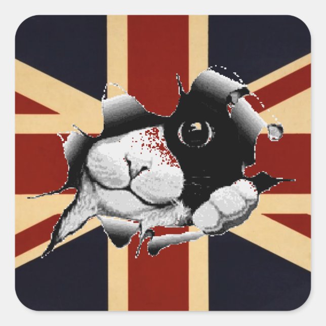 Sticker Carré Union Jack British Kitty (Devant)