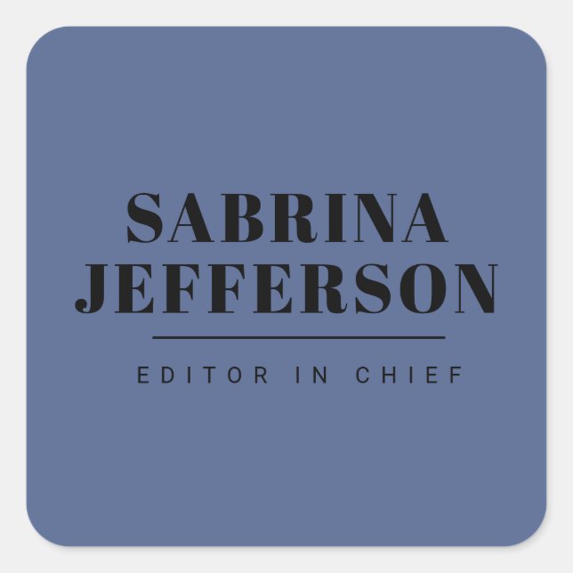 Sticker Carré Unique Elegant Plain Simple Bleu Noir (Devant)