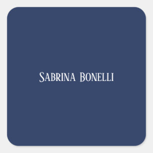 Sticker Carré Unique Élégant Plat Bleu Simple