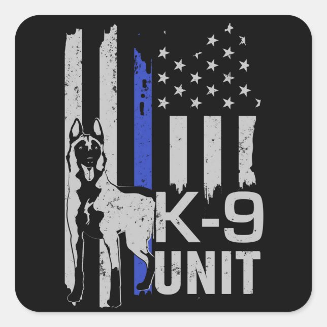 Sticker Carré Unité K9 - Malinois - berger belge - Mechelaar (Devant)