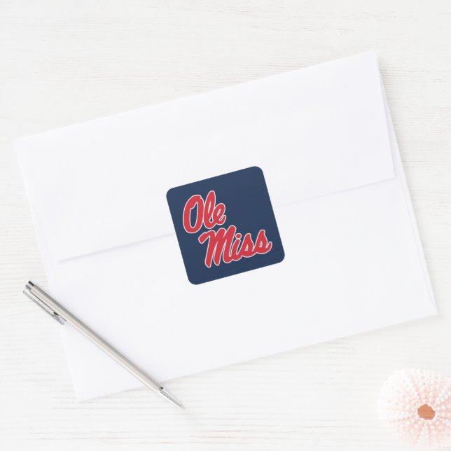 Sticker Carré Université du Mississippi | Ole Miss Script (Enveloppe)