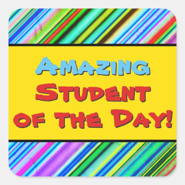 Sticker Carré Upbeat "Extraordinaire Student of the Day !" Autoc (Devant)