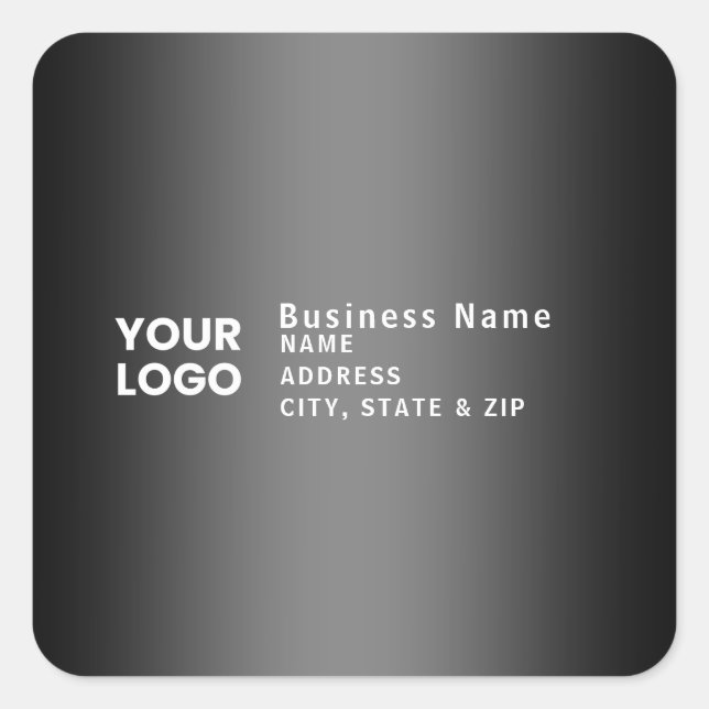 Sticker Carré Upload Logo | Modern Gradient Grey Return Address (Devant)
