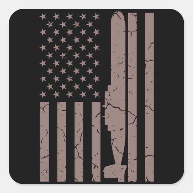 Sticker Carré US FLAG SOUS-MARINE VÉTÉRAN Vétérinaire américain  (Devant)