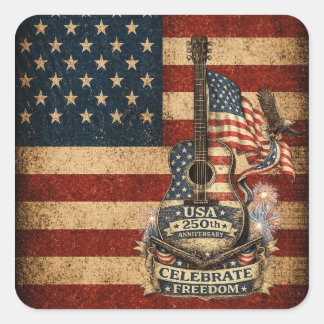 Sticker Carré USA Amérique 250e anniversaire Vintage Patriotique
