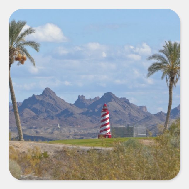 Sticker Carré USA, Arizona, Lake Havasu City. Phare suivant (Devant)