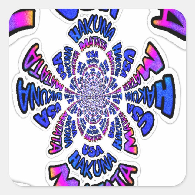 Sticker Carré USA Celebration : Lovely Fun Text Dynamic Art (Devant)