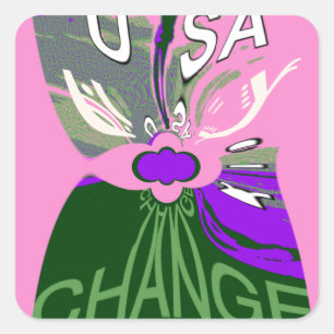 Sticker Carré USA Change Art Print