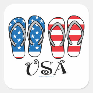 Sticker Carré USA Flip Flops