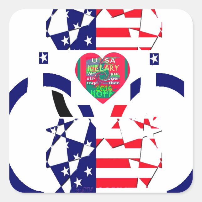 Sticker Carré USA Hope Beau drapeau national Extraordinaire Desi (Devant)