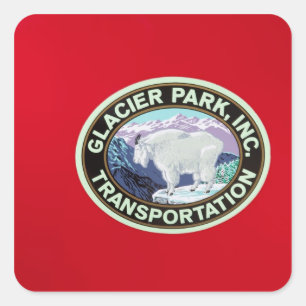 Sticker Carré USA, Montana, Parc national du Glacier, Vintage 2
