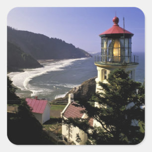 Sticker Carré USA, Oregon, Florence. Phare de Heceta Head