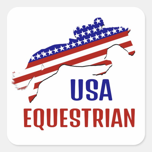 Sticker Carré USA Patriotic Equestrian  (Devant)