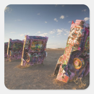 Sticker Carré USA, TEXAS, Panhandle Area, Amarillo : Cadillac 2