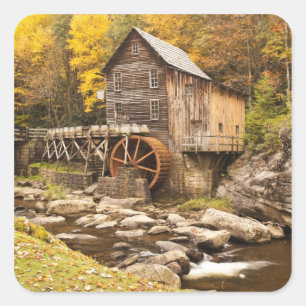 Sticker Carré USA, Virginie-Occidentale, Clifftop. État de Babc