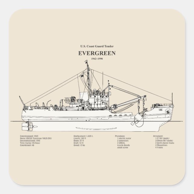 Sticker Carré USCGT À feuillage persistant wlb-295 - SBD (Devant)