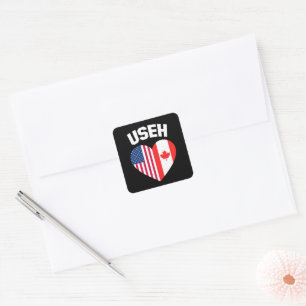 Sticker Carré USEH America Canada Drapeau drôle Américain Canadi