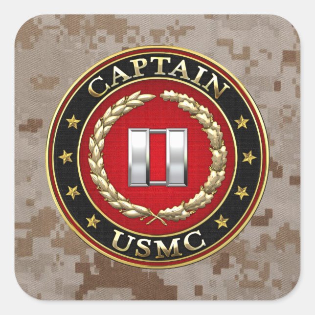 Sticker Carré USMC Capt [3D] (Devant)