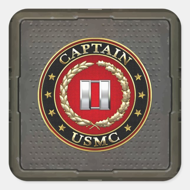 Sticker Carré USMC Capt [3D] (Devant)