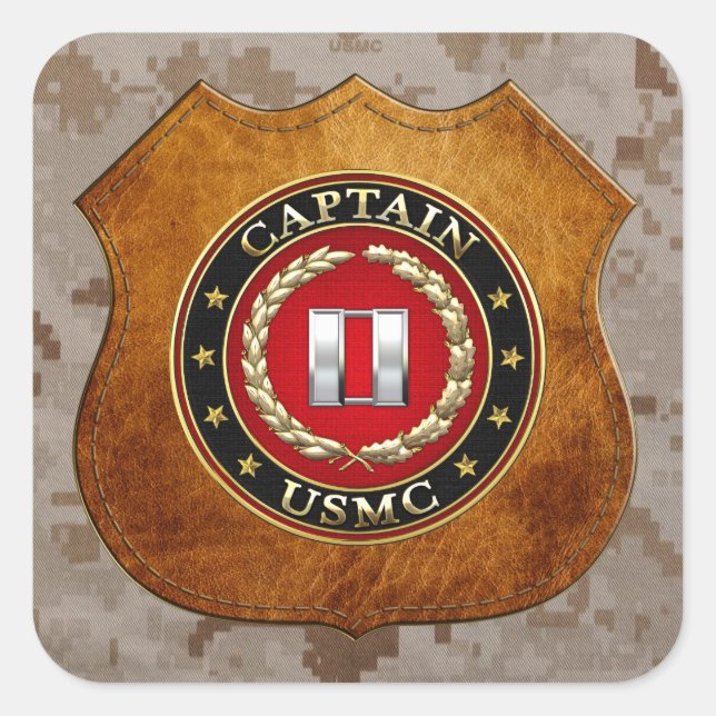 Sticker Carré USMC Capt [3D] (Devant)