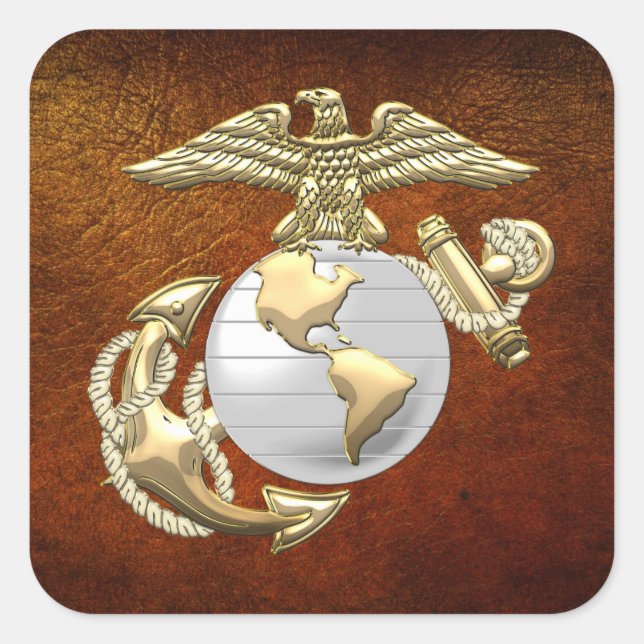 Sticker Carré USMC Eagle, Globe & Ancre (EGA) [3D] (Devant)