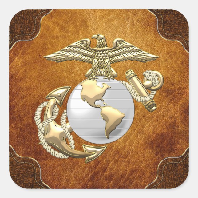 Sticker Carré USMC Eagle, Globe & Ancre (EGA) [3D] (Devant)
