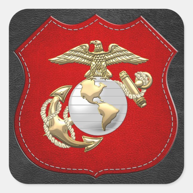 Sticker Carré USMC Eagle, Globe & Ancre (EGA) [3D] (Devant)