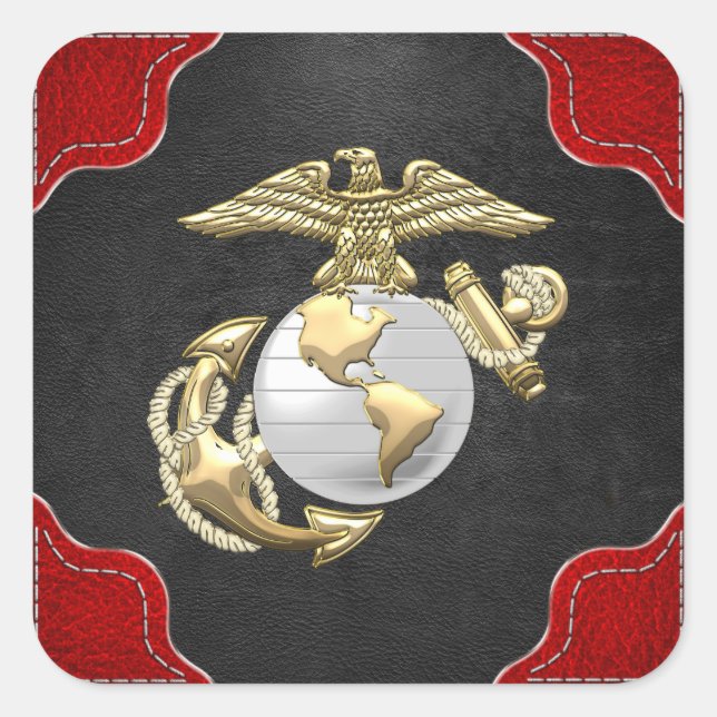 Sticker Carré USMC Eagle, Globe & Ancre (EGA) [3D] (Devant)