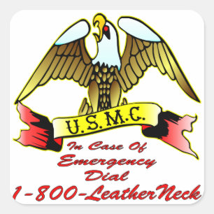 Sticker Carré USMC En Coque D'Urgence Composez 1-800-Cou En Cuir