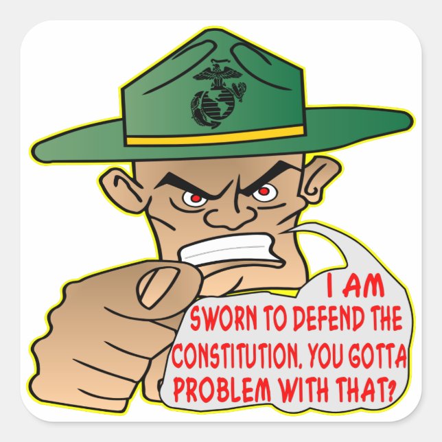 Sticker Carré USMC Je suis juré de défendre la constitution (Devant)