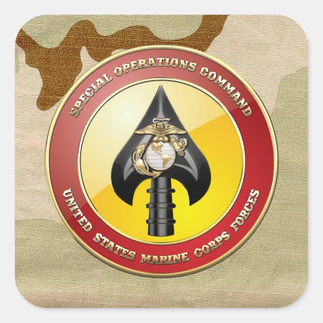Sticker Carré USMC Opérations spéciales (MARSOC) [3D] (Devant)