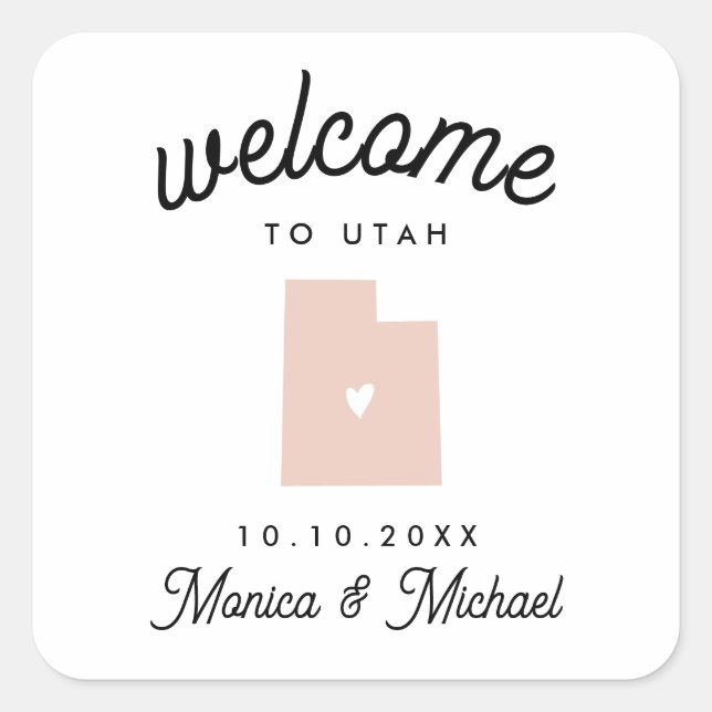 Sticker Carré UTAH Destination Mariage N'IMPORTE QUELLE COULEUR (Devant)