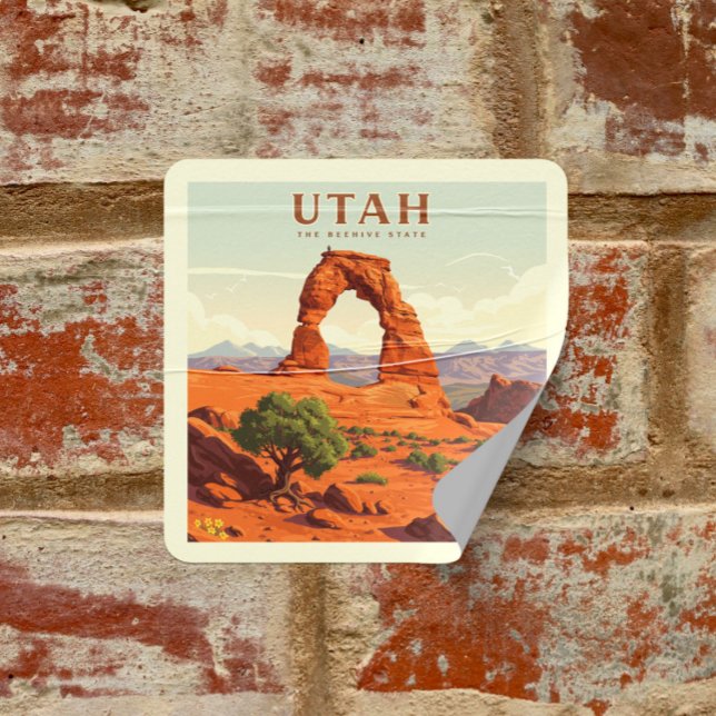 Sticker Carré Utah vintage (Créateur téléchargé)