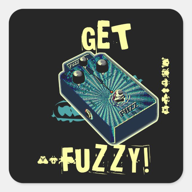 Sticker Carré Va te faire foutre ! Pédale de guitare de Fuzz (Devant)