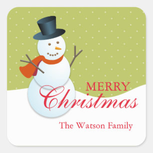 Sticker Carré Vacances amicales de Noël de vert de Pôle Nord d