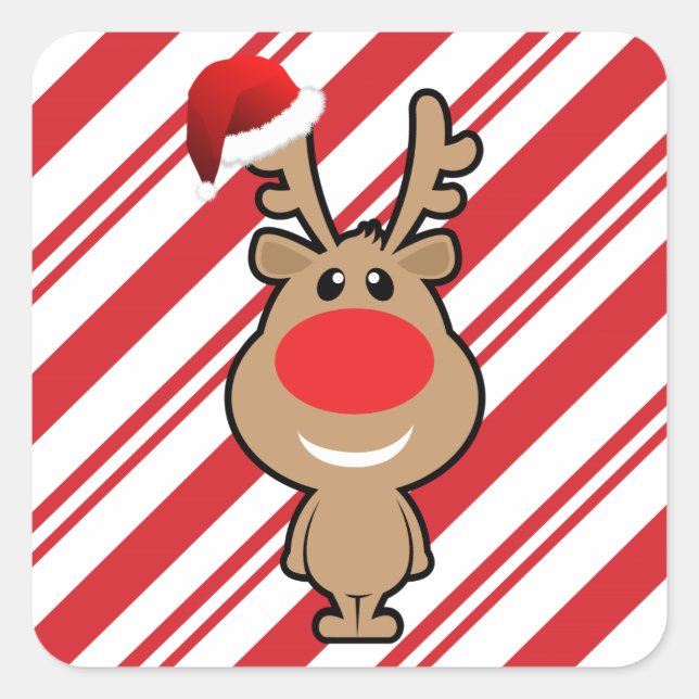 Sticker Carré Vacances de Noël amusant père Noël (Devant)