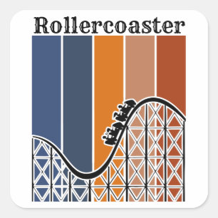 Sticker Carré Vacances d'été à cheval Rollercoaster Retro
