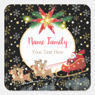 Sticker Carré Vacances d'hiver Noël et Nouvel An Père Noël Cadea