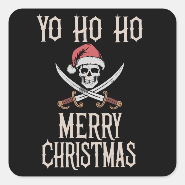 Sticker Carré Vacances Pirate Yo Ho Ho Noël Père Noël Bateau (Devant)