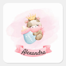 Vache bébé en rose et couronne  