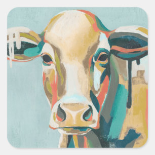 Sticker Carré Vache colorée