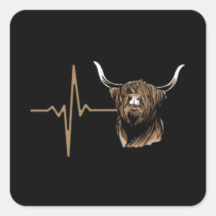 Sticker Carré Vache écossaise des Highlands