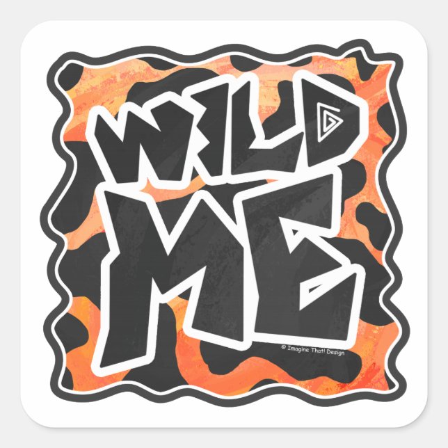 Sticker Carré Vache Noir et Orange Wild Me (Devant)