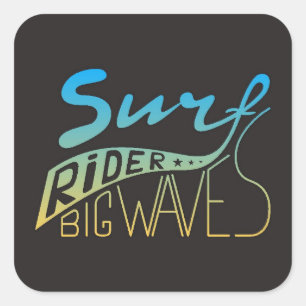 Sticker Carré Vagues de cavalier de surf grandes