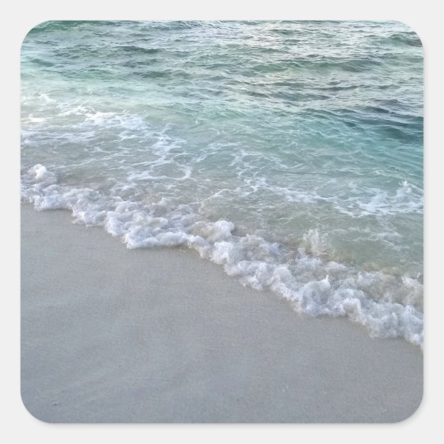 Sticker Carré Vagues de mer sable blanc Modèle Maldives Nature (Devant)