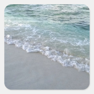 Sticker Carré Vagues de mer sable blanc Modèle Maldives Nature