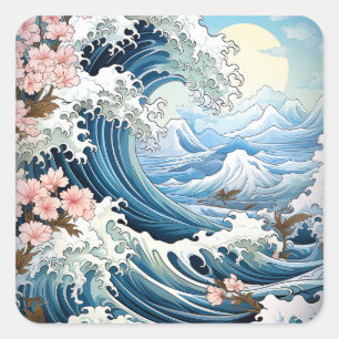 Sticker Carré vagues océaniques