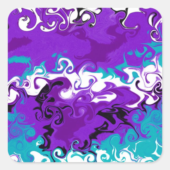 Sticker Carré Vagues violettes personnalisées Fluid Art (Devant)